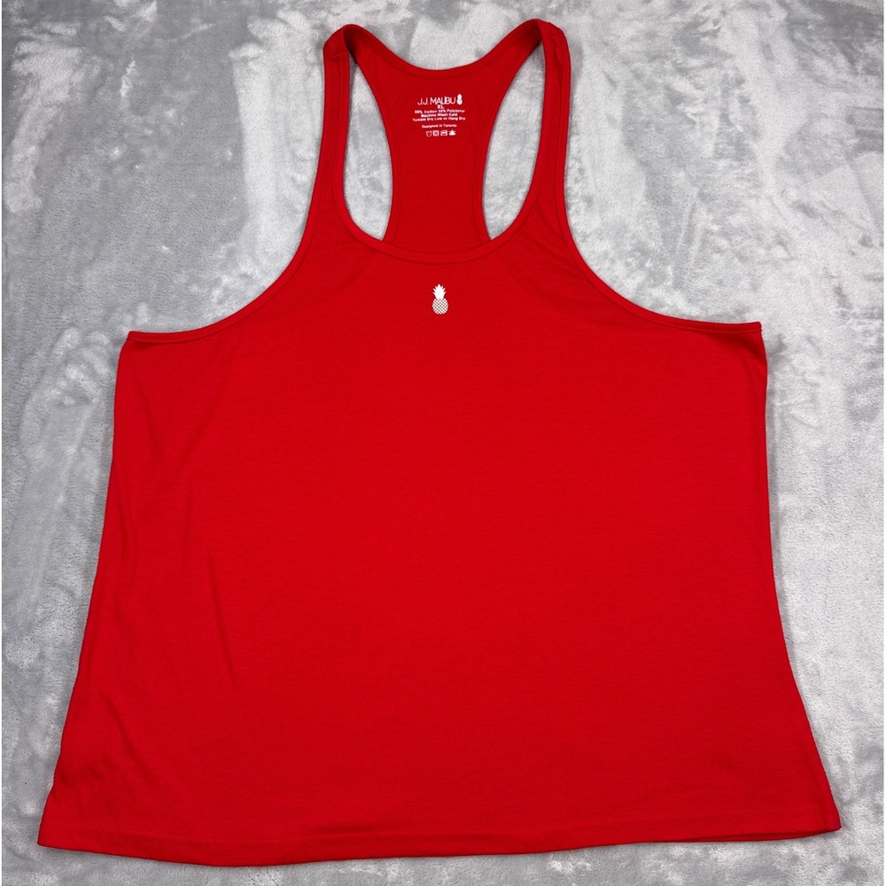JJ MALIBU Racerback Stringer Tank Tops Mens XL Red Pink Muscle Gym Lot of 2 - Picture 2 of 13
